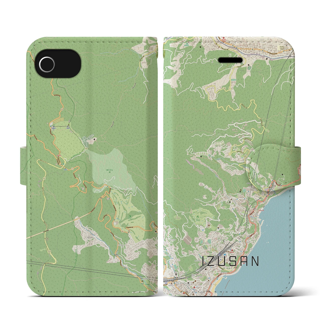 【伊豆山（静岡県）】地図柄iPhoneケース（手帳タイプ）