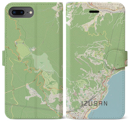 【伊豆山（静岡県）】地図柄iPhoneケース（手帳タイプ）ナチュラル・iPhone 8Plus /7Plus / 6sPlus / 6Plus 用