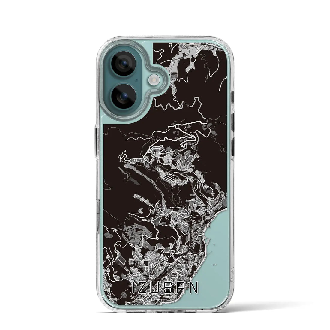 【伊豆山（静岡県）】地図柄iPhoneケース（MagSafeタイプ）モノトーン・iPhone 16 Pro 用