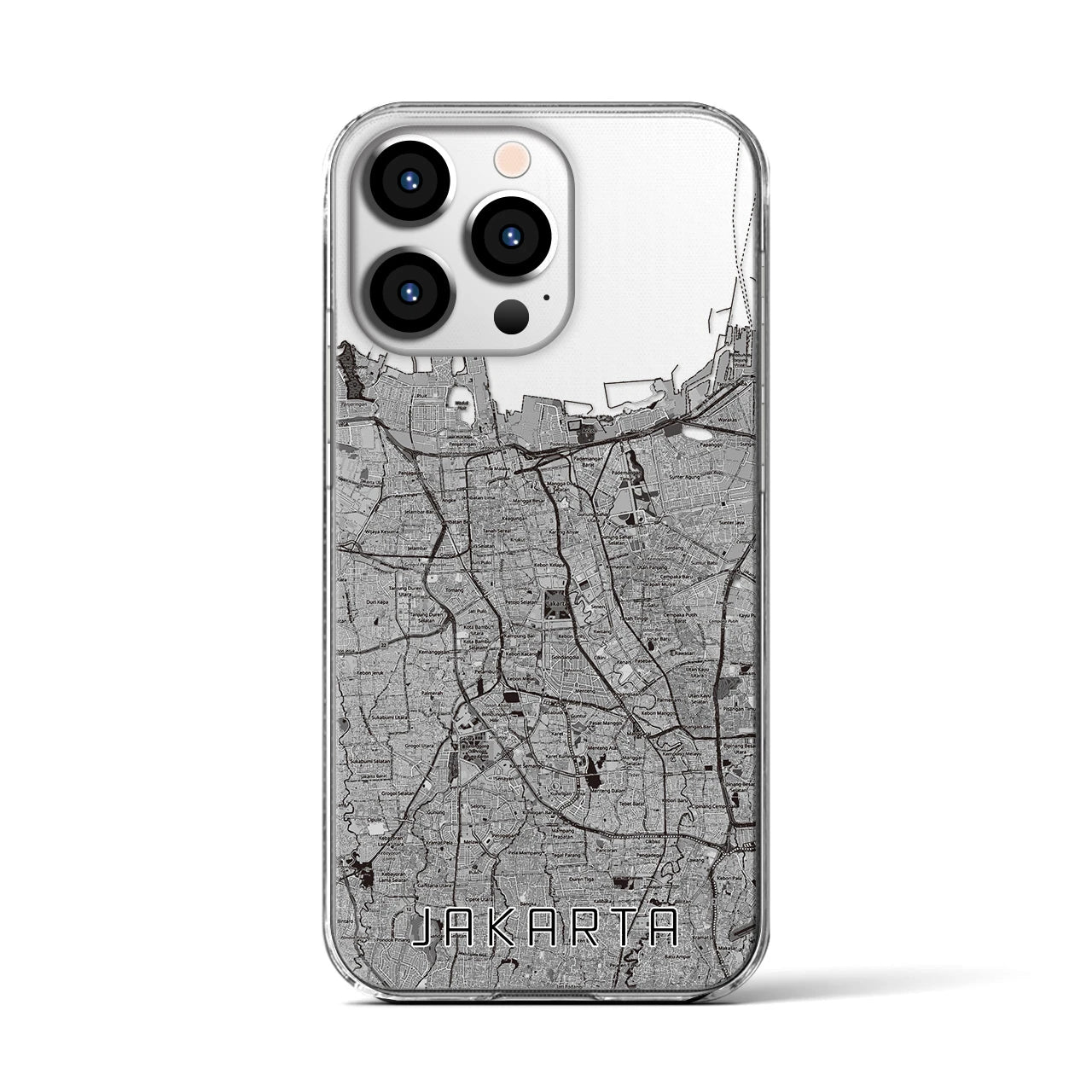 【ジャカルタ（インドネシア）】地図柄iPhoneケース（クリアタイプ）