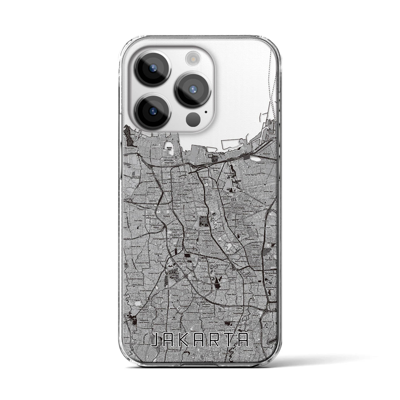 【ジャカルタ（インドネシア）】地図柄iPhoneケース（クリアタイプ）