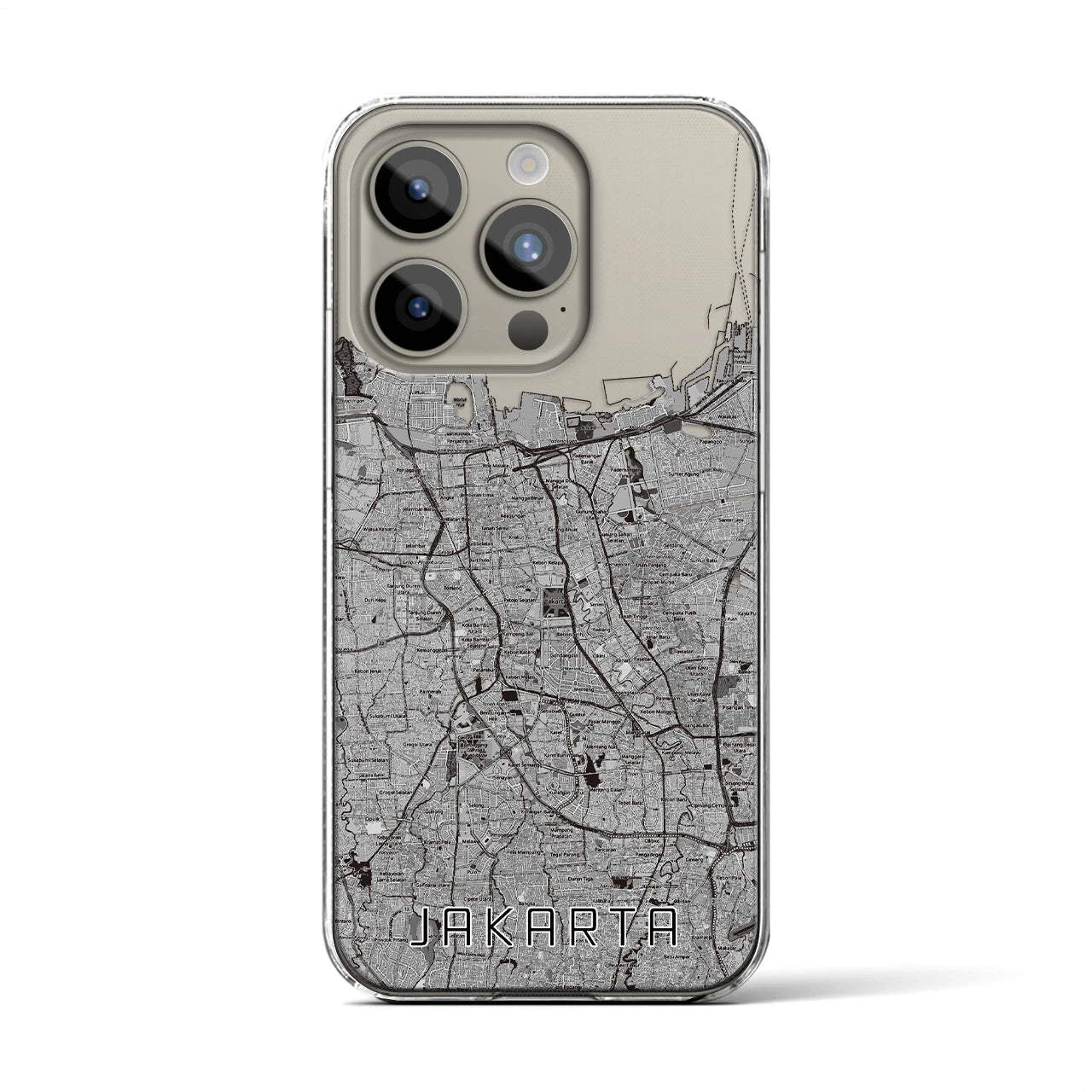 【ジャカルタ（インドネシア）】地図柄iPhoneケース（クリアタイプ）