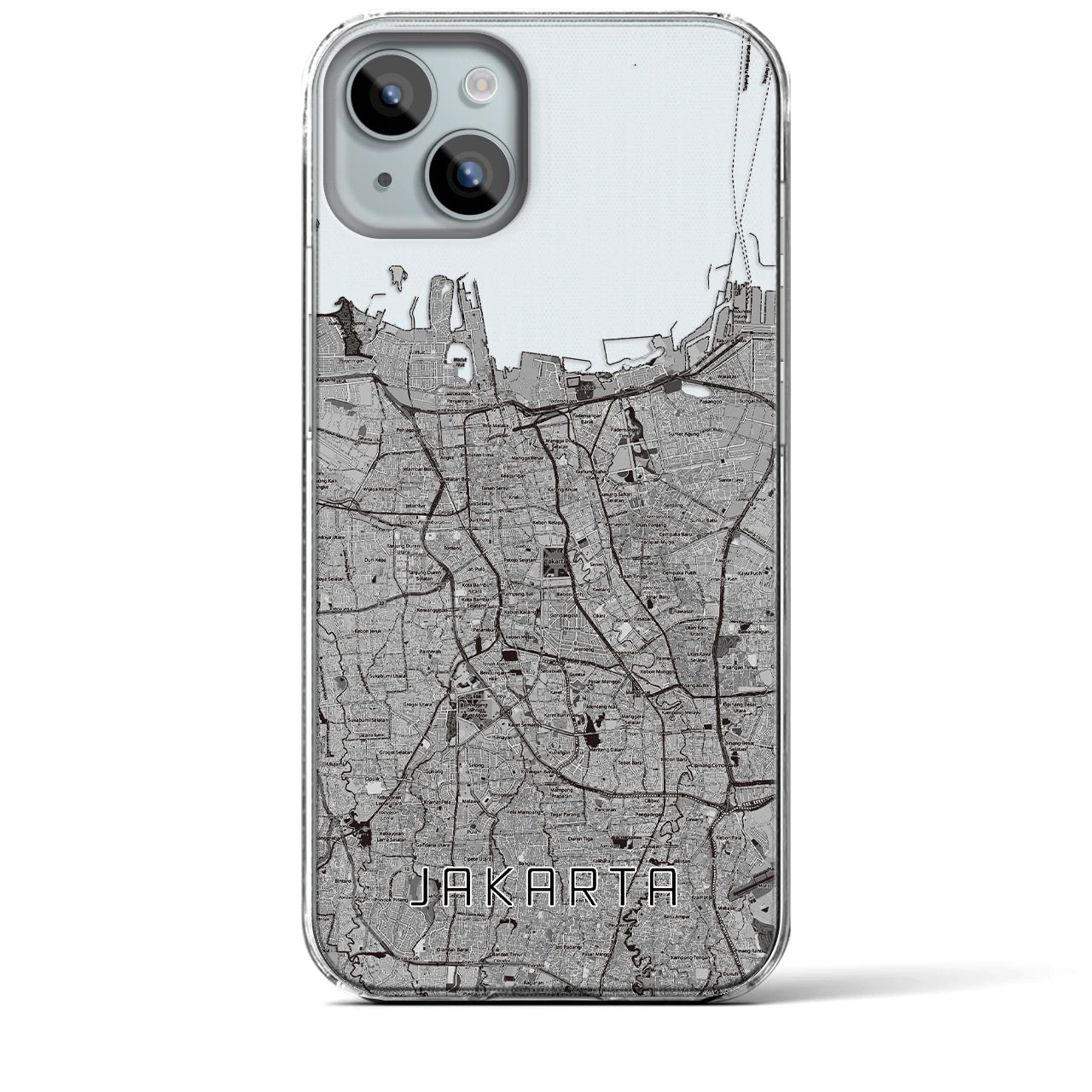 【ジャカルタ（インドネシア）】地図柄iPhoneケース（クリアタイプ）