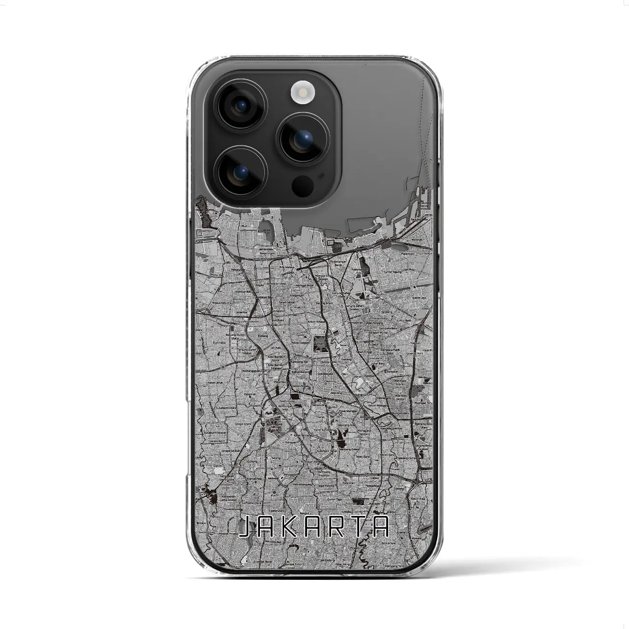 【ジャカルタ（インドネシア）】地図柄iPhoneケース（クリアタイプ）