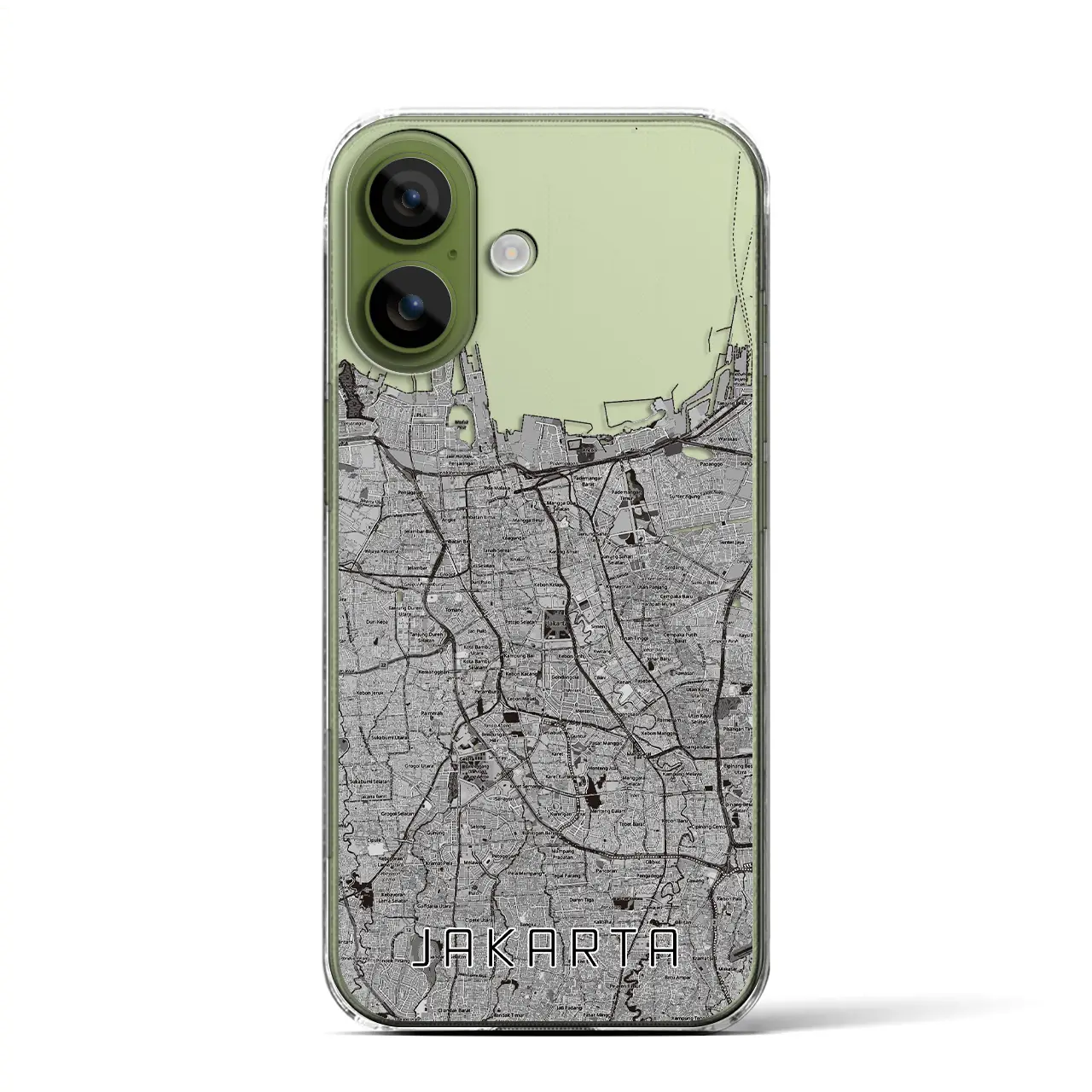 【ジャカルタ（インドネシア）】地図柄iPhoneケース（クリアタイプ）