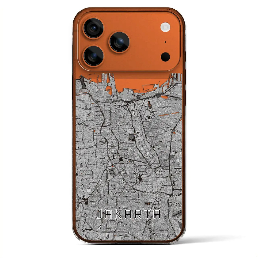 【ジャカルタ（インドネシア）】地図柄iPhoneケース（クリアタイプ）モノトーン・iPhone 17 Pro Max 用
