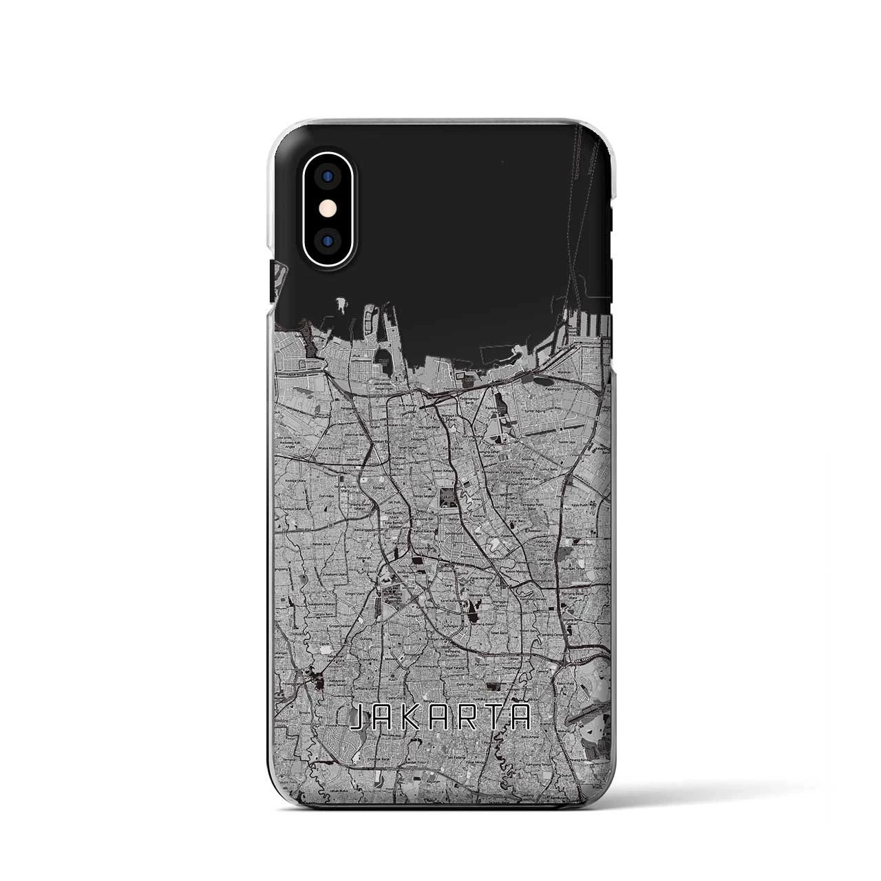 【ジャカルタ（インドネシア）】地図柄iPhoneケース（クリアタイプ）モノトーン・iPhone XS / X 用