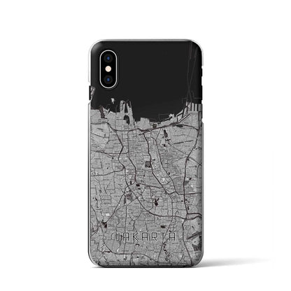 【ジャカルタ（インドネシア）】地図柄iPhoneケース（クリアタイプ）モノトーン・iPhone XS / X 用