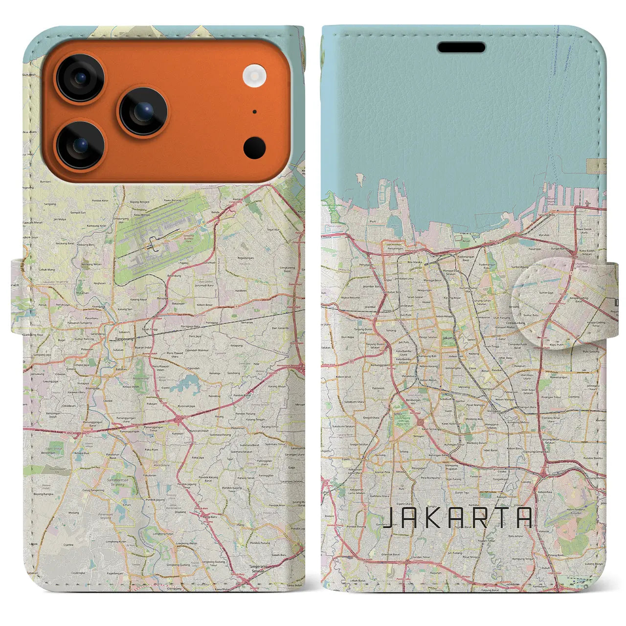【ジャカルタ（インドネシア）】地図柄iPhoneケース（手帳タイプ）