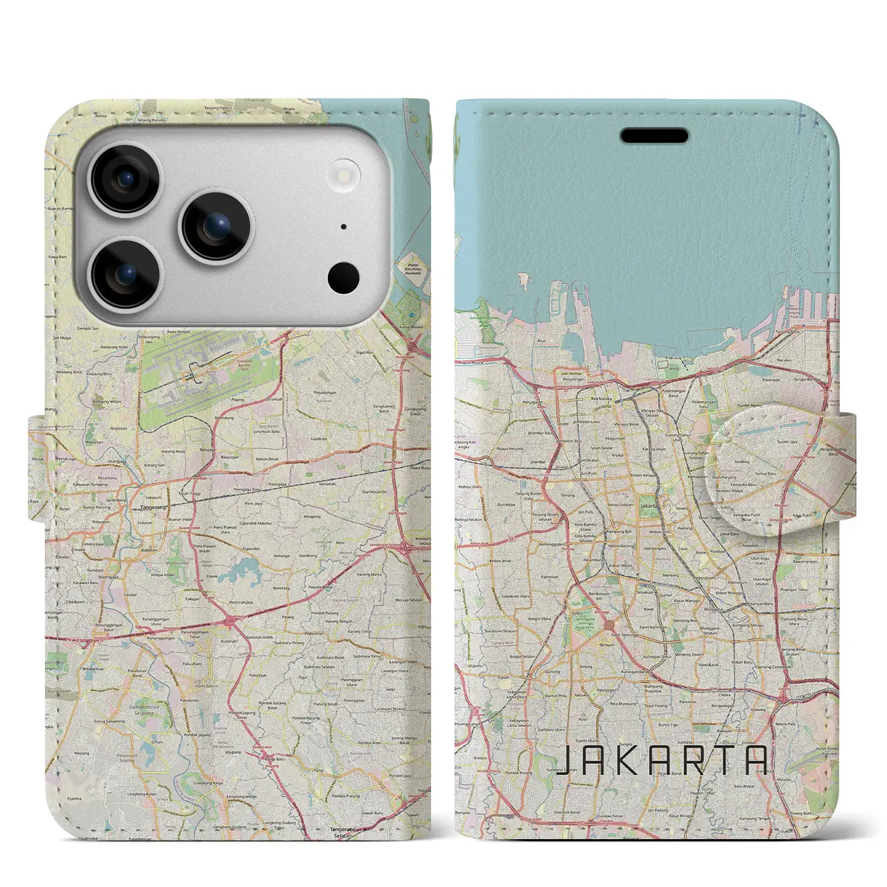 【ジャカルタ（インドネシア）】地図柄iPhoneケース（手帳タイプ）