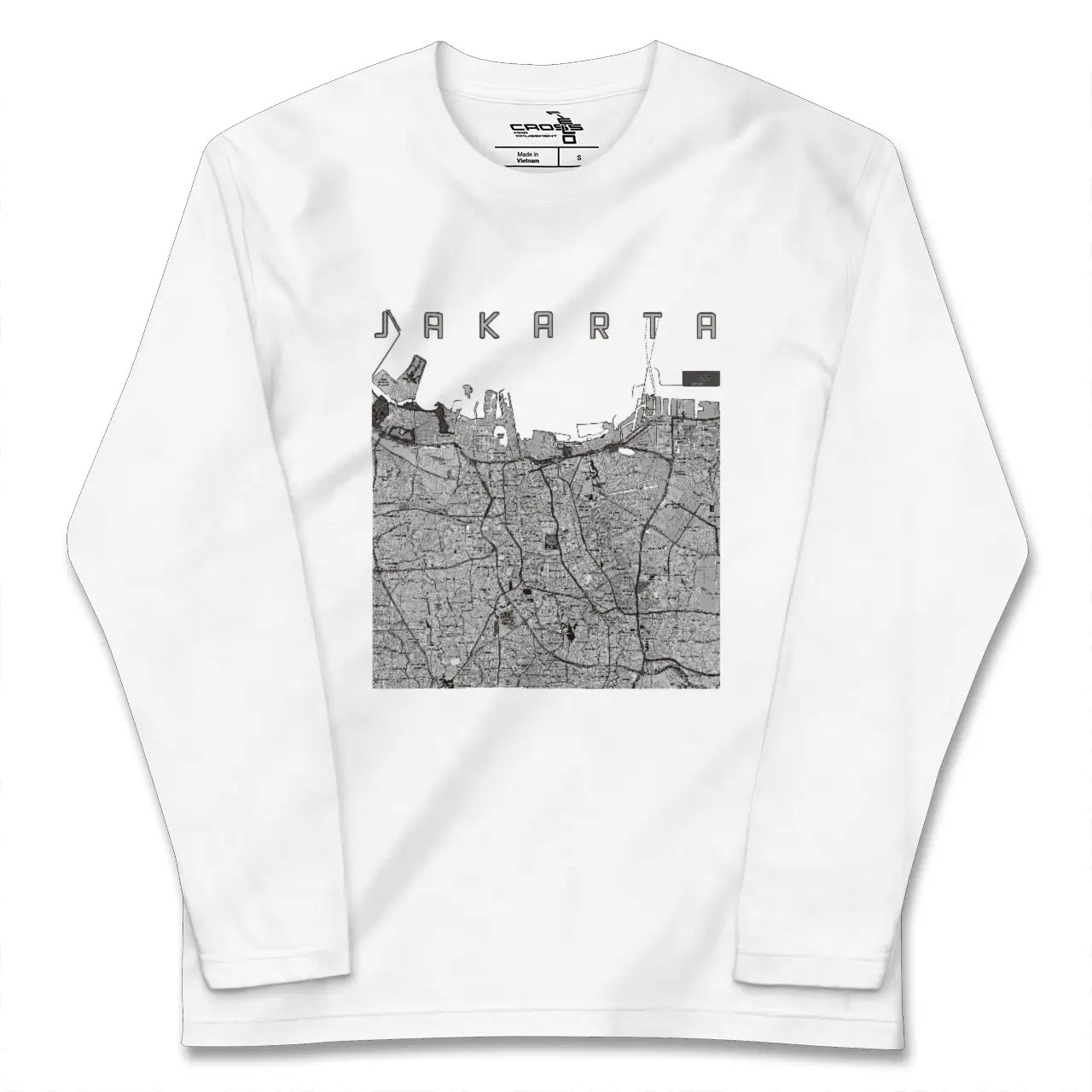 【ジャカルタ（インドネシア）】地図柄ロングスリーブTシャツ
