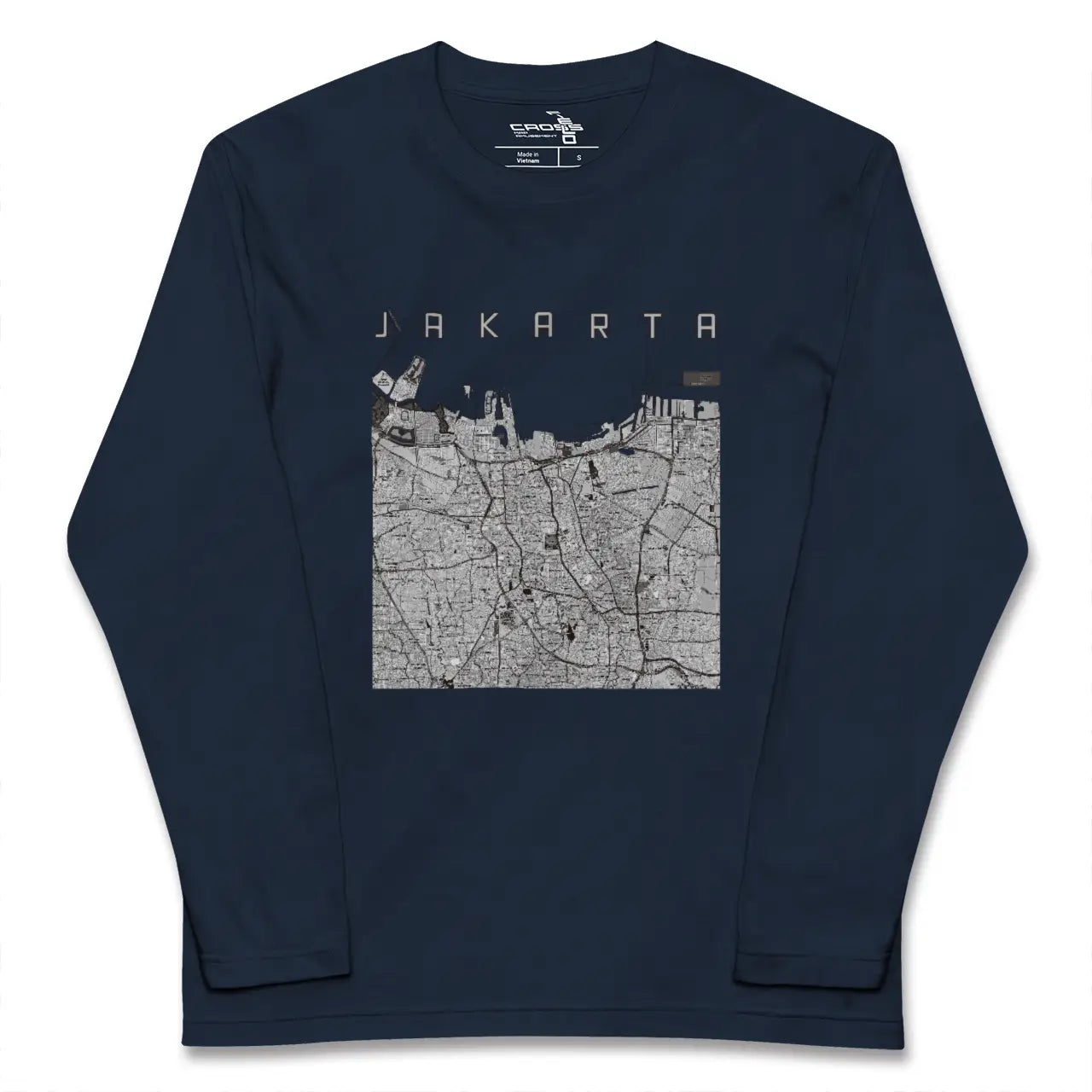 【ジャカルタ（インドネシア）】地図柄ロングスリーブTシャツ