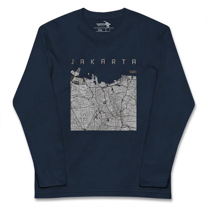【ジャカルタ（インドネシア）】地図柄ロングスリーブTシャツ