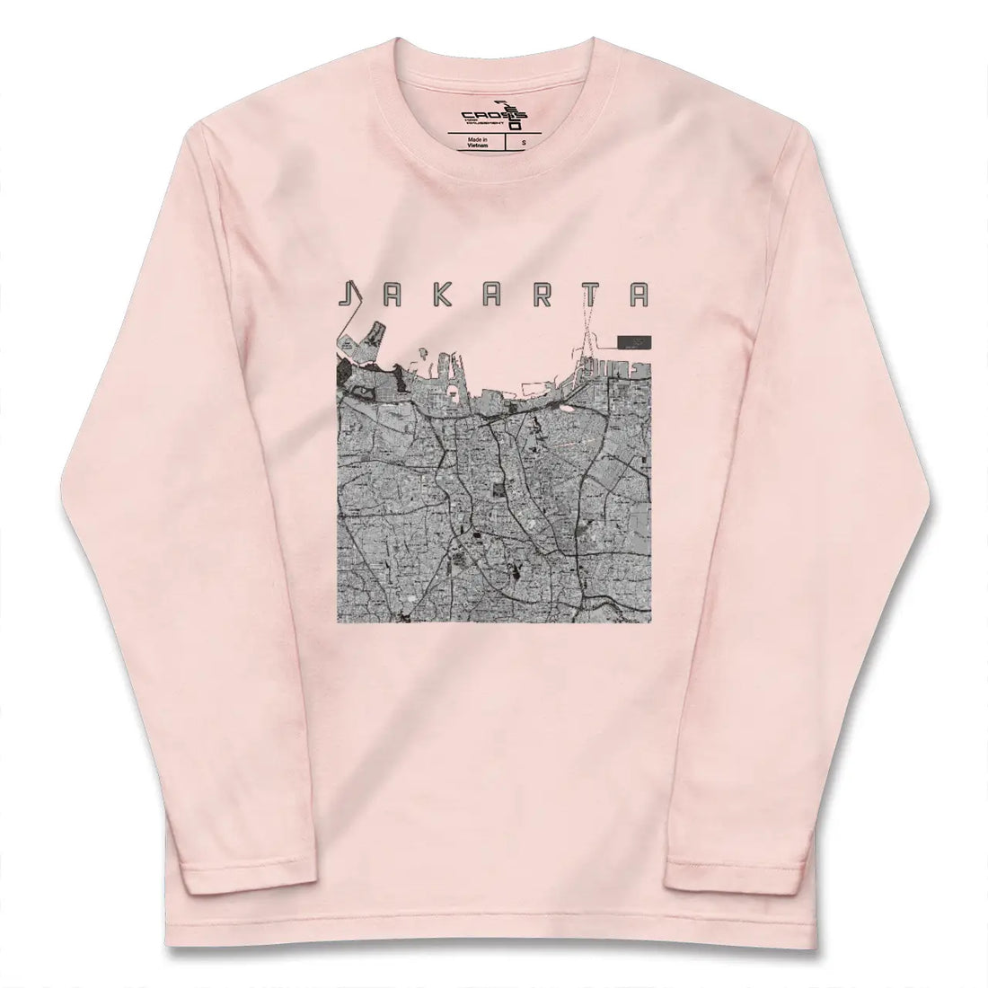 【ジャカルタ（インドネシア）】地図柄ロングスリーブTシャツ