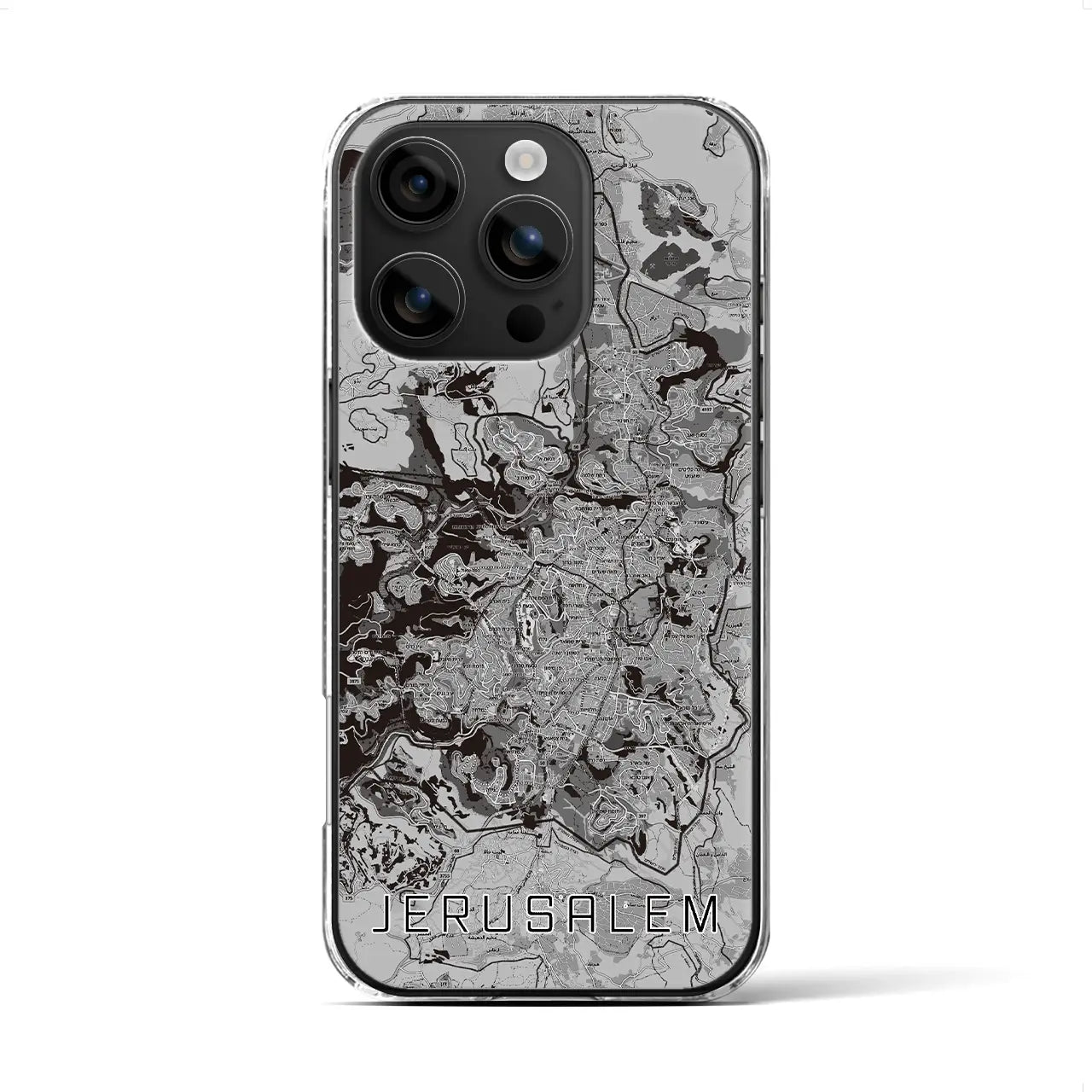 【エルサレム（イスラエル）】地図柄iPhoneケース（クリアタイプ）