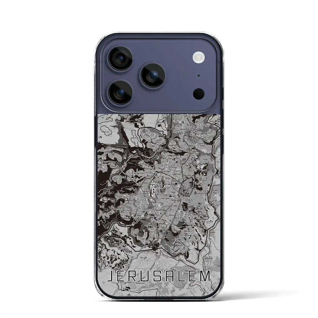 【エルサレム(イスラエル)】地図柄iPhoneケース(クリアタイプ)モノトーン・iPhone 17 Pro Max 用