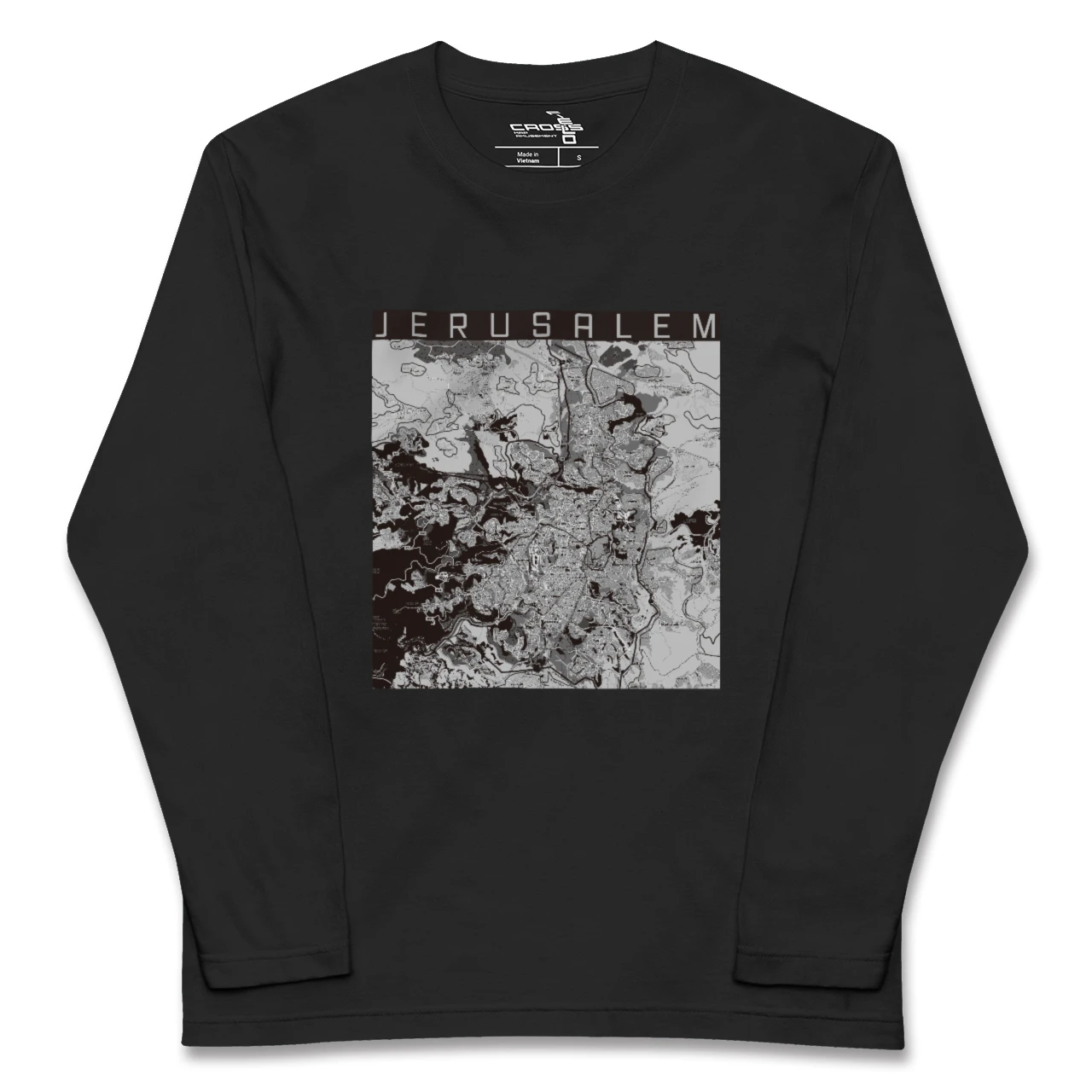 【エルサレム（イスラエル）】地図柄ロングスリーブTシャツ