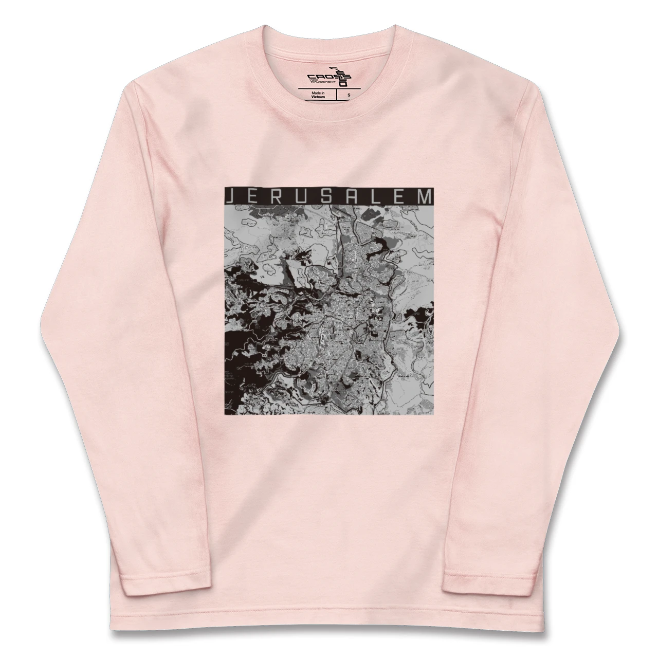 【エルサレム（イスラエル）】地図柄ロングスリーブTシャツ