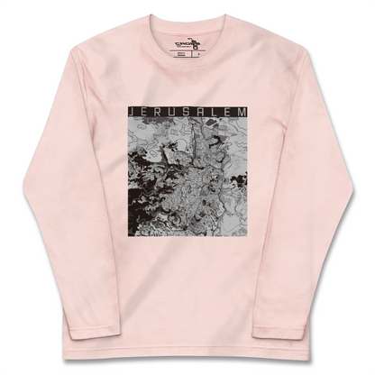 【エルサレム（イスラエル）】地図柄ロングスリーブTシャツ