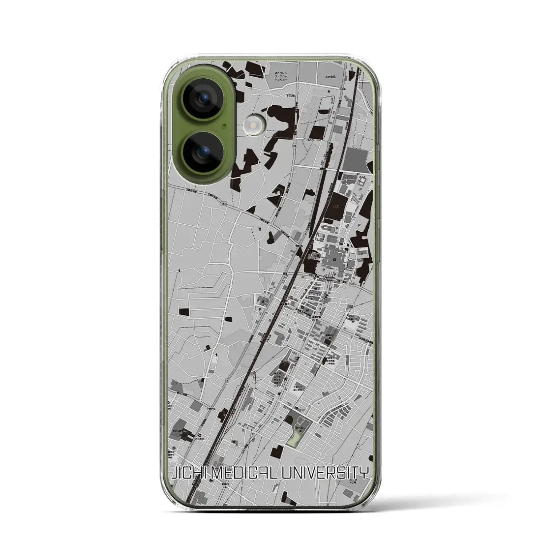 【自治医大（栃木県）】地図柄iPhoneケース（クリアタイプ）モノトーン・iPhone 17 Pro Max 用