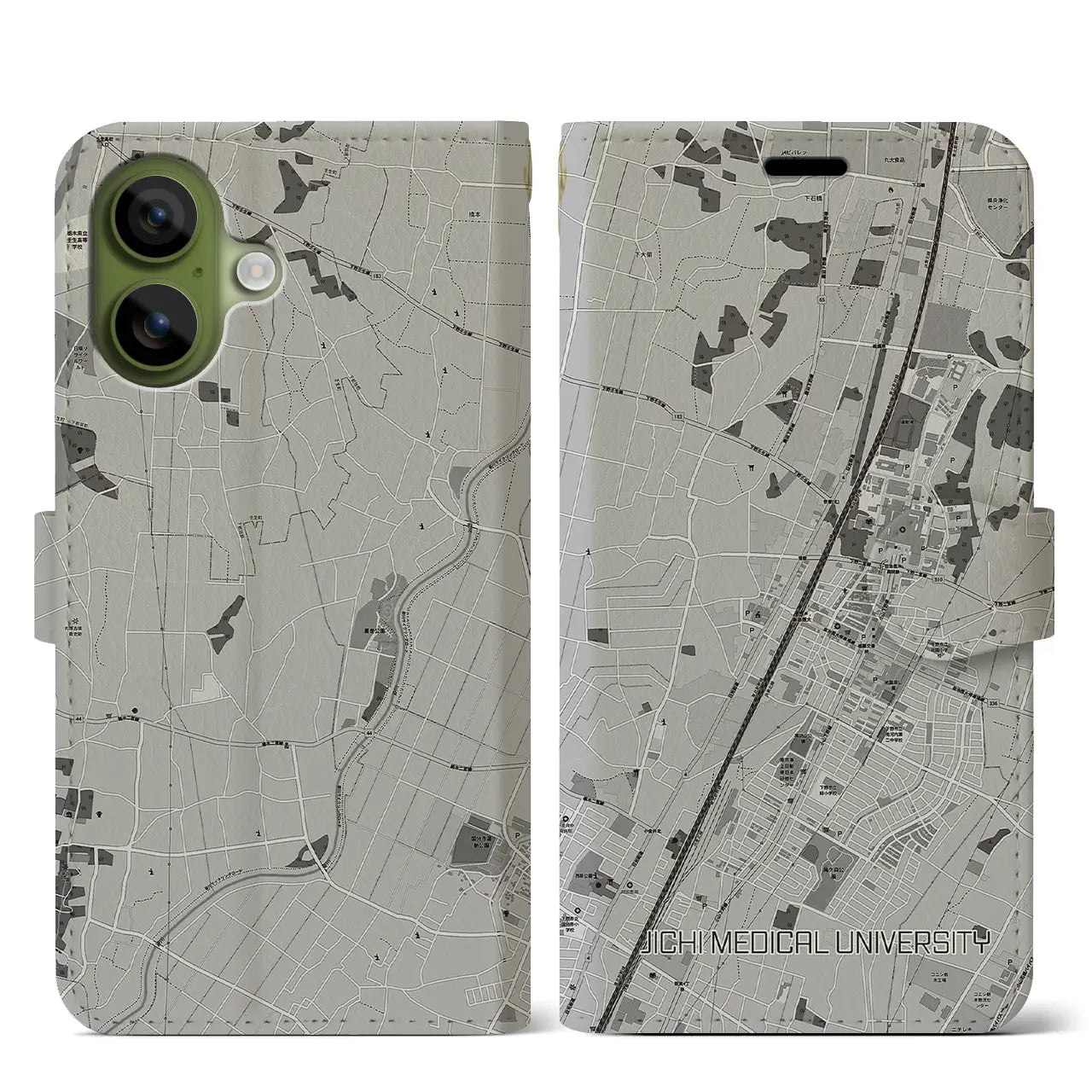 【自治医大（栃木県）】地図柄iPhoneケース（手帳タイプ）