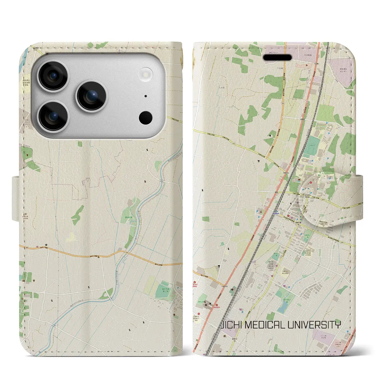 【自治医大（栃木県）】地図柄iPhoneケース（手帳タイプ）