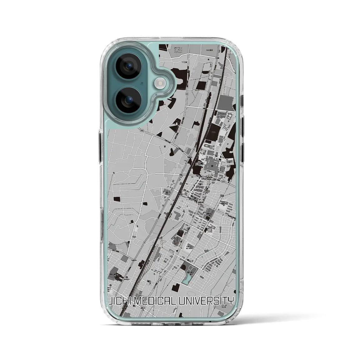 【自治医大(栃木県)】地図柄iPhoneケース(MagSafeタイプ)モノトーン・iPhone 16 Pro 用