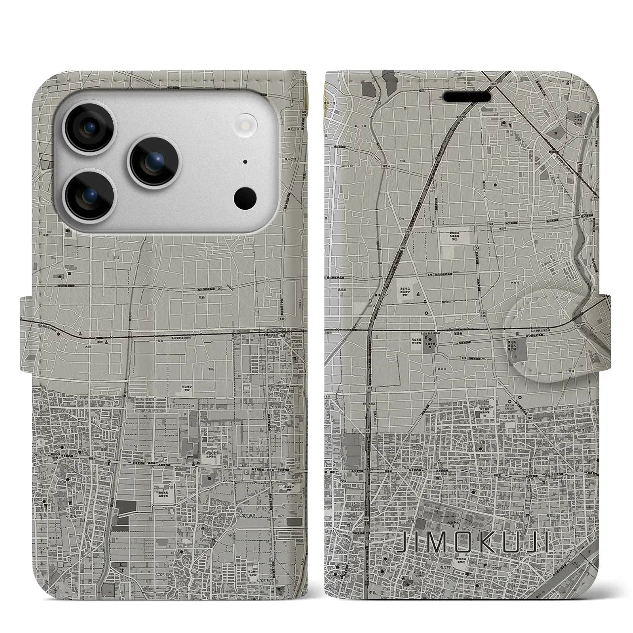 【甚目寺（愛知県）】地図柄iPhoneケース（手帳タイプ）