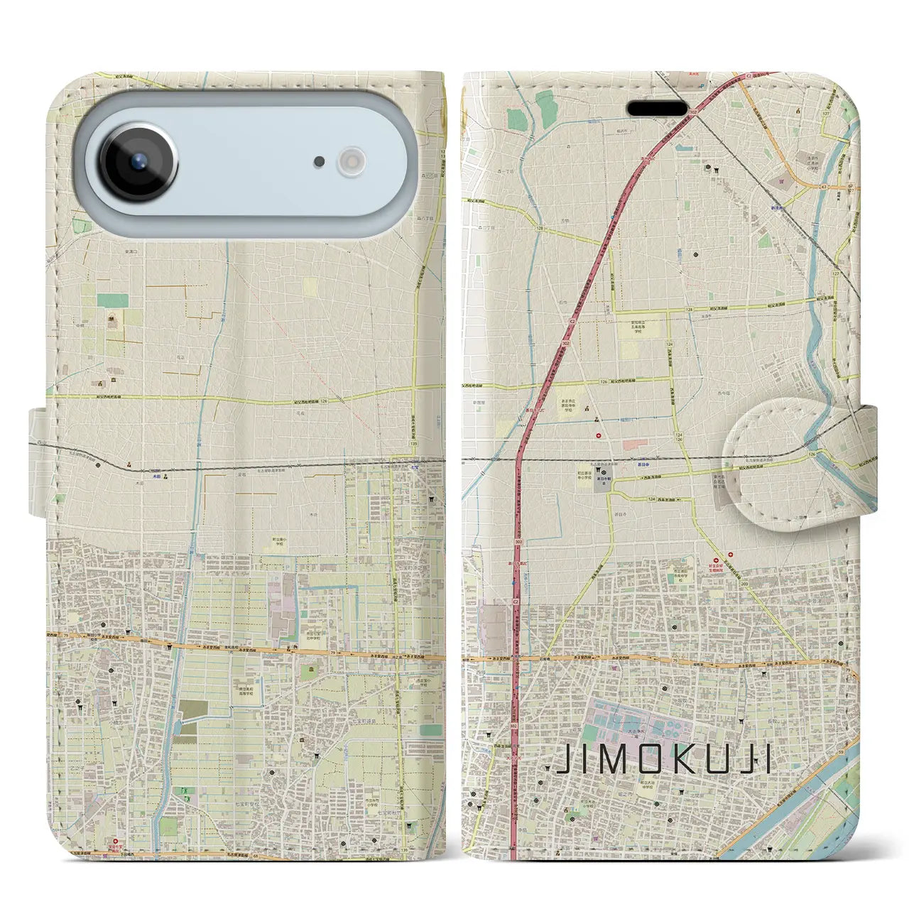 【甚目寺（愛知県）】地図柄iPhoneケース（手帳タイプ）