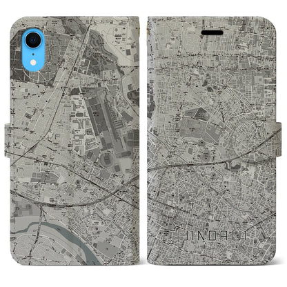 【深大寺（東京都）】地図柄iPhoneケース（手帳タイプ）モノトーン・iPhone XR 用