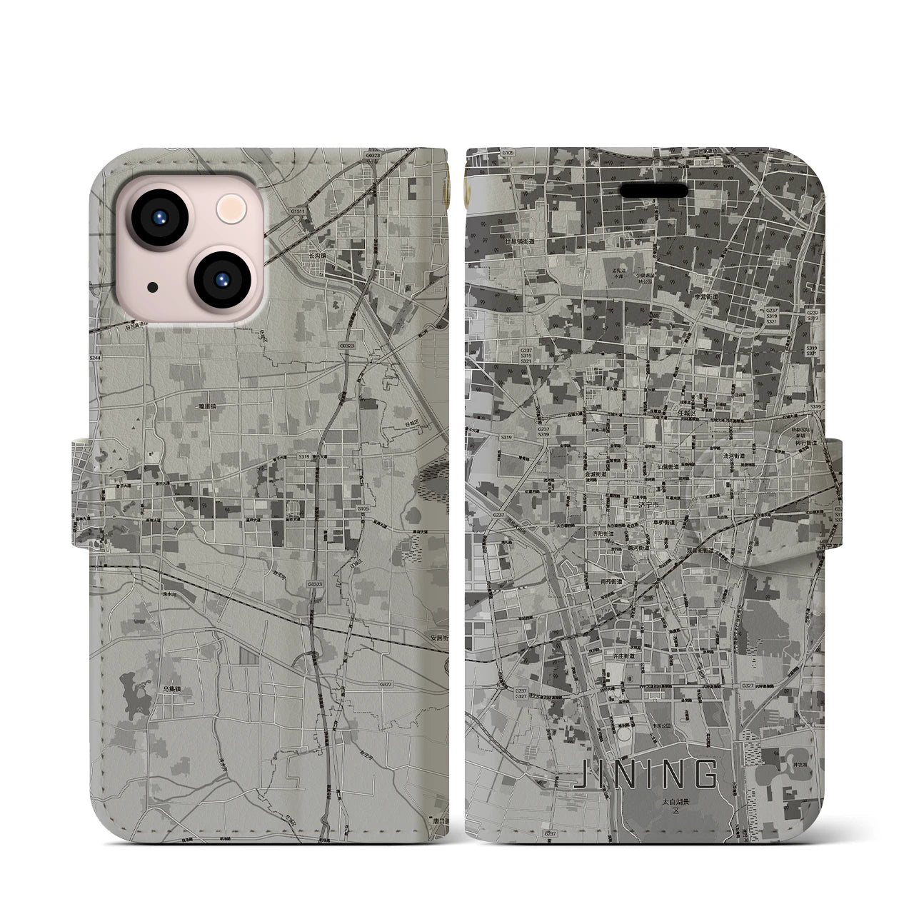 【済寧（中華人民共和国）】地図柄iPhoneケース（手帳タイプ）