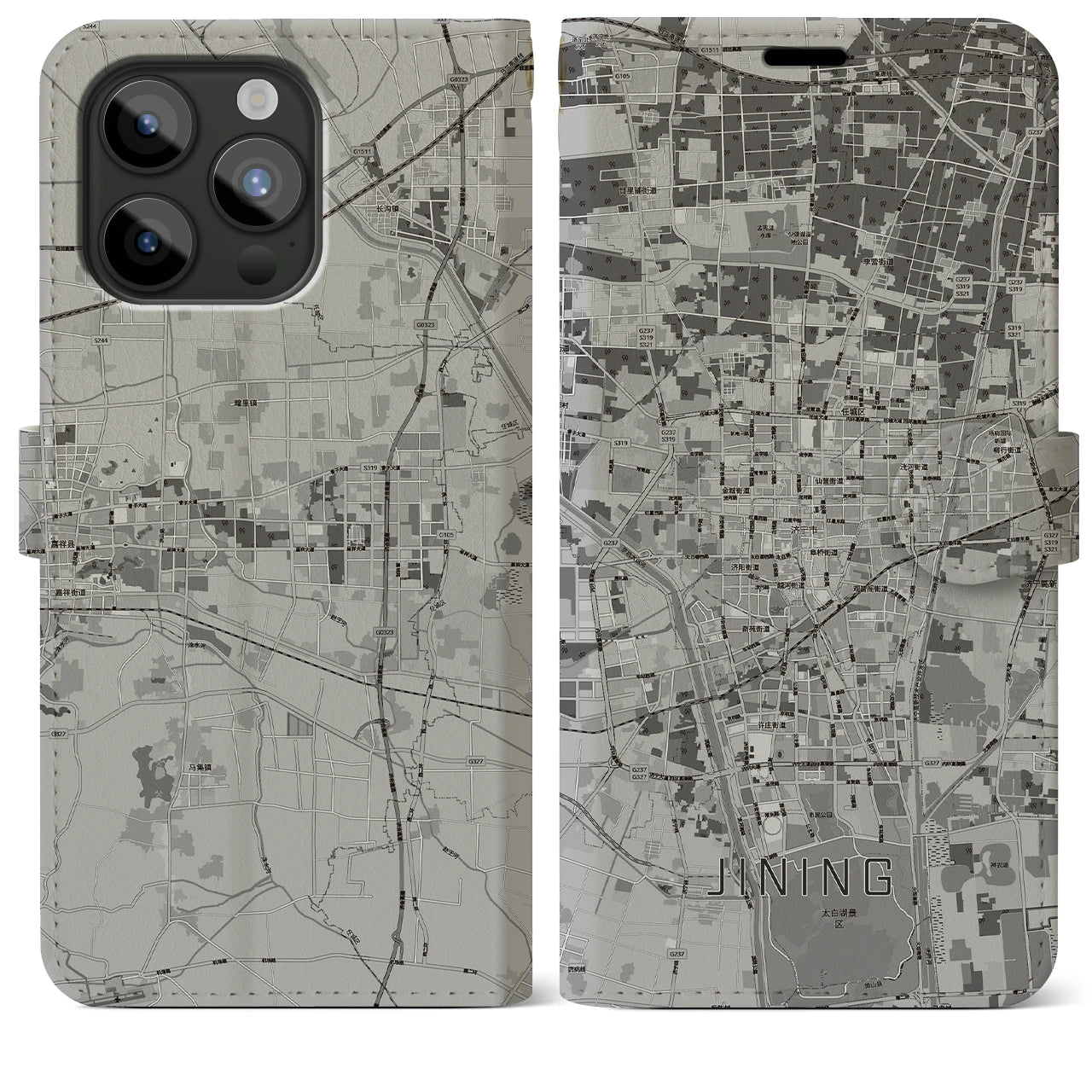 【済寧（中華人民共和国）】地図柄iPhoneケース（手帳タイプ）