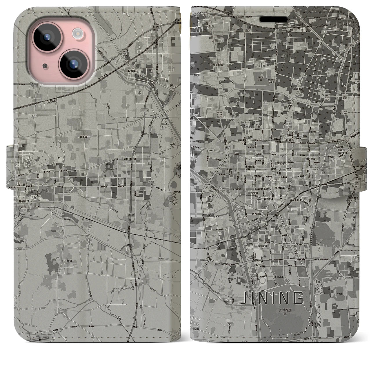 【済寧（中華人民共和国）】地図柄iPhoneケース（手帳タイプ）