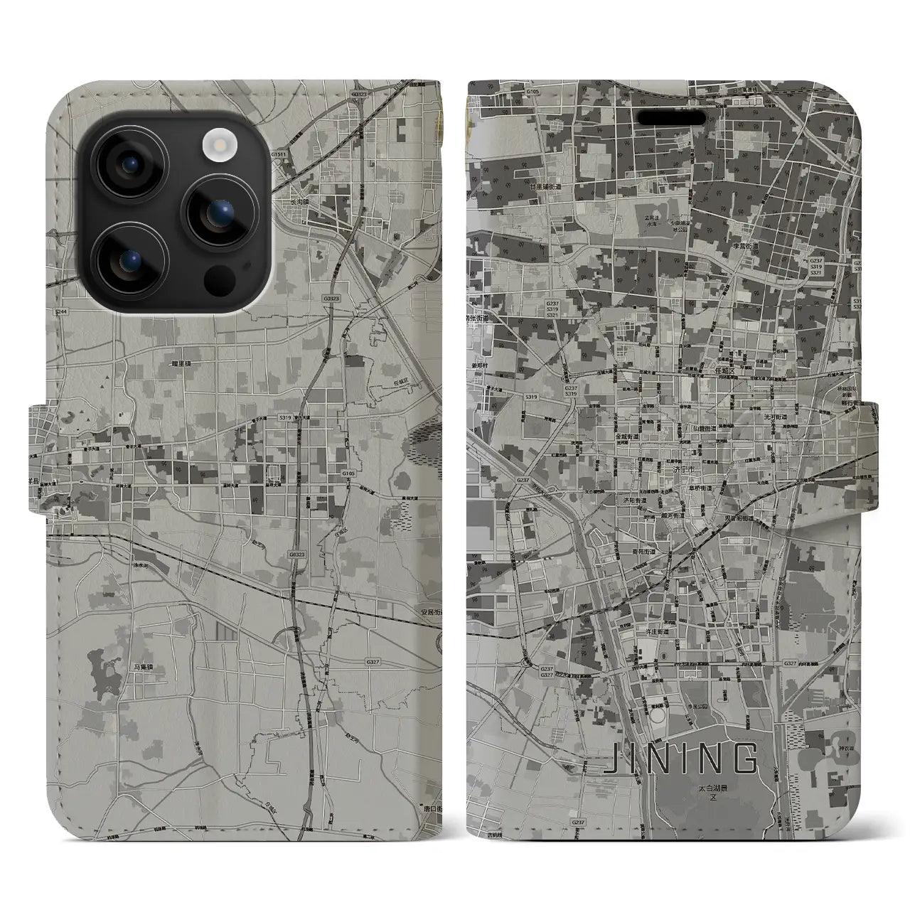 【済寧（中華人民共和国）】地図柄iPhoneケース（手帳タイプ）