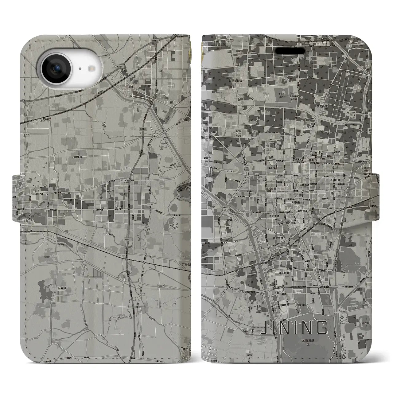 【済寧（中華人民共和国）】地図柄iPhoneケース（手帳タイプ）