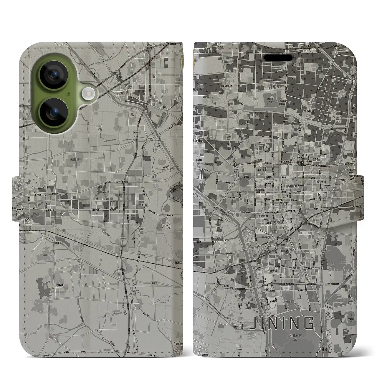 【済寧（中華人民共和国）】地図柄iPhoneケース（手帳タイプ）