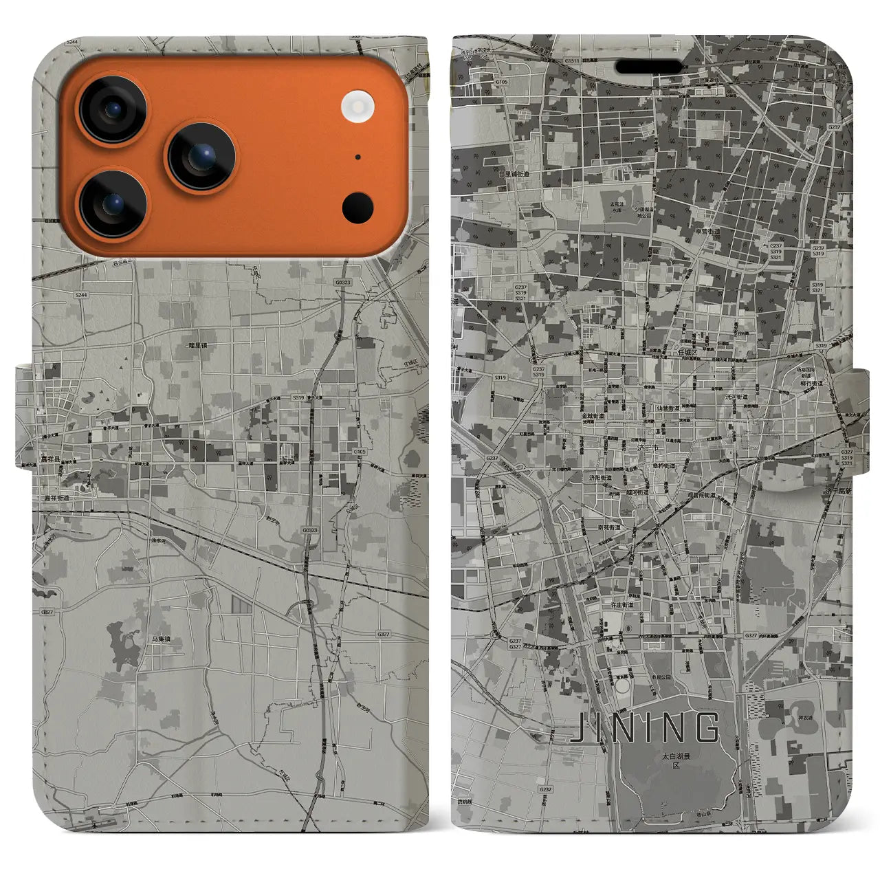 【済寧（中華人民共和国）】地図柄iPhoneケース（手帳タイプ）