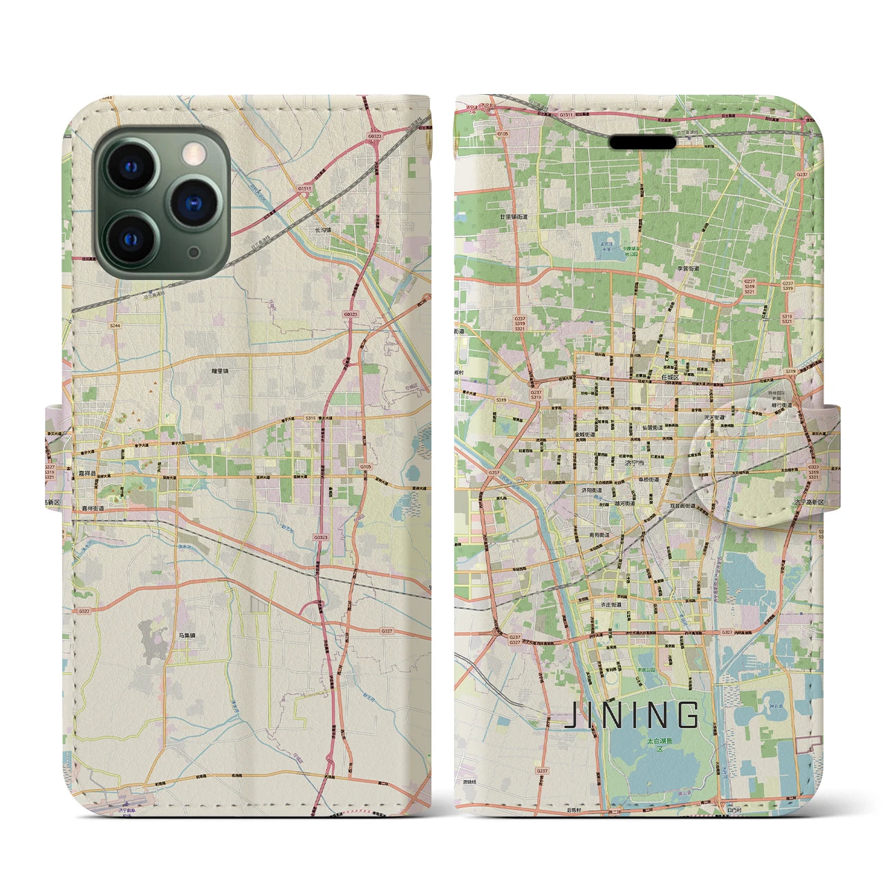 【済寧（中華人民共和国）】地図柄iPhoneケース（手帳タイプ）