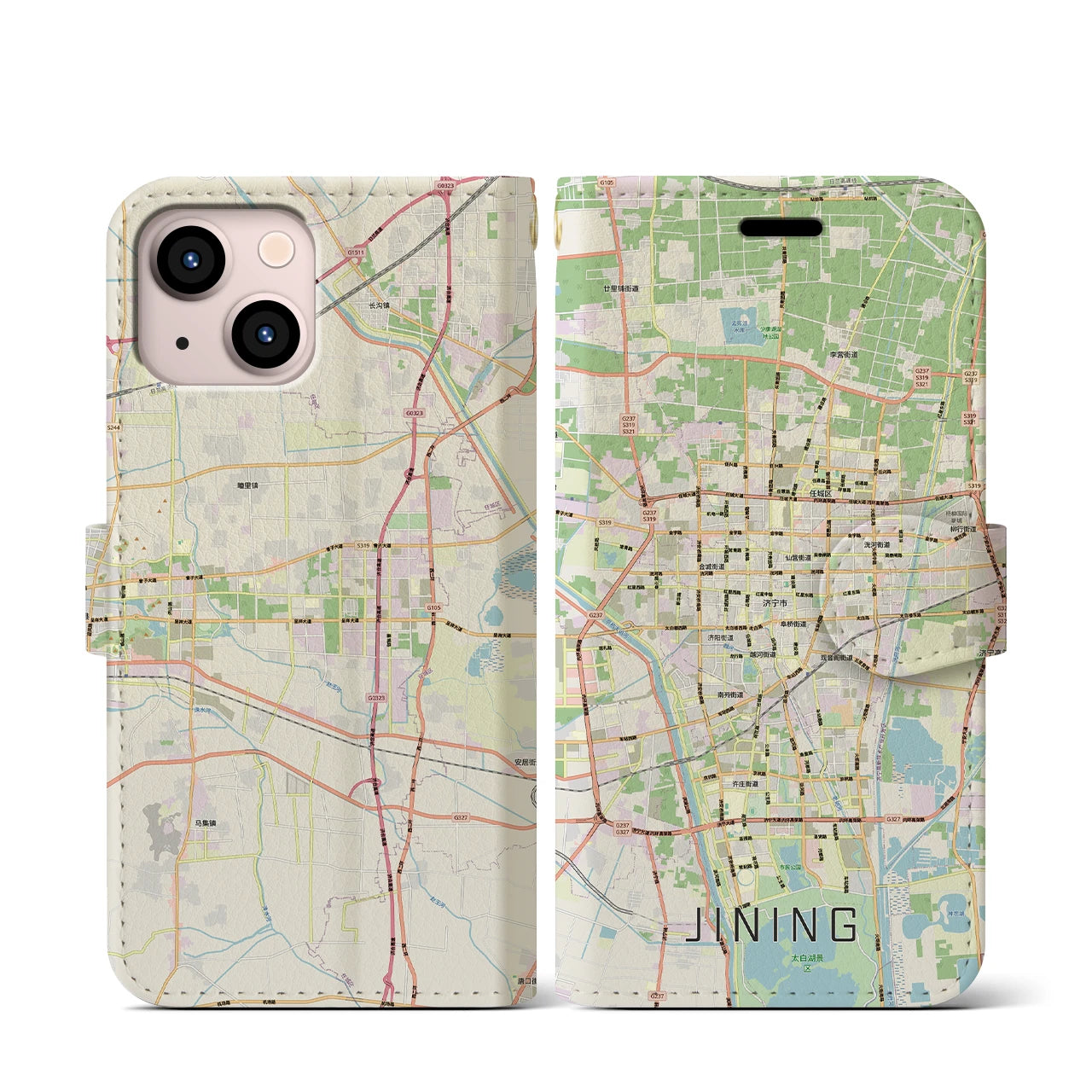 【済寧（中華人民共和国）】地図柄iPhoneケース（手帳タイプ）