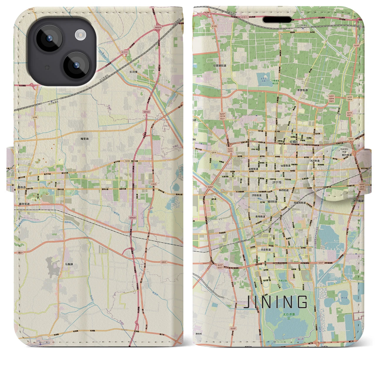 【済寧（中華人民共和国）】地図柄iPhoneケース（手帳タイプ）