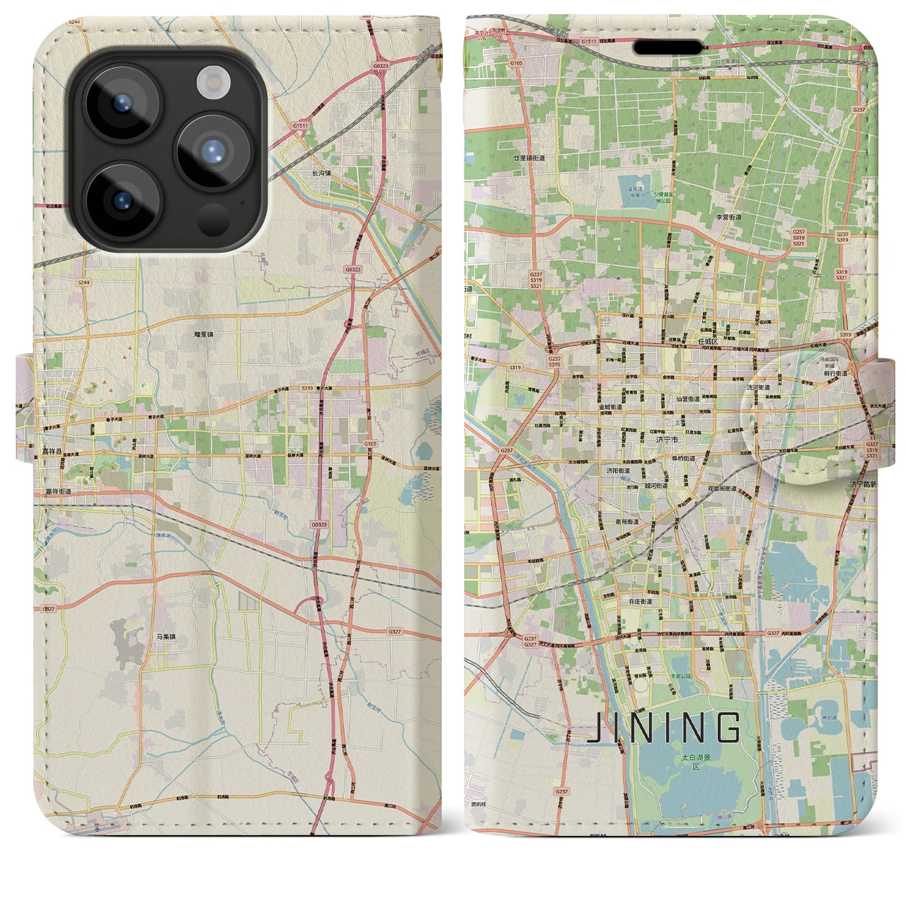 【済寧（中華人民共和国）】地図柄iPhoneケース（手帳タイプ）
