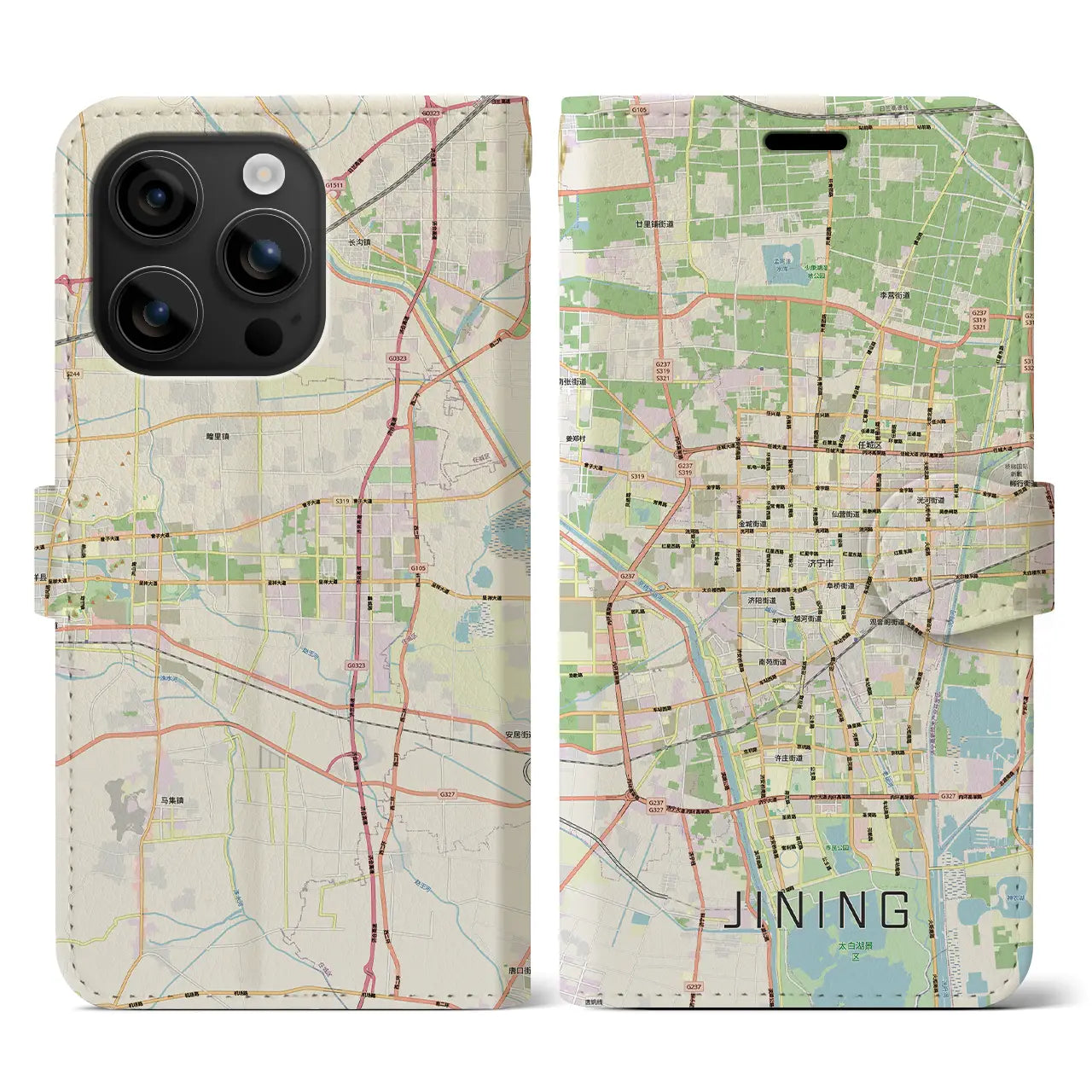【済寧（中華人民共和国）】地図柄iPhoneケース（手帳タイプ）