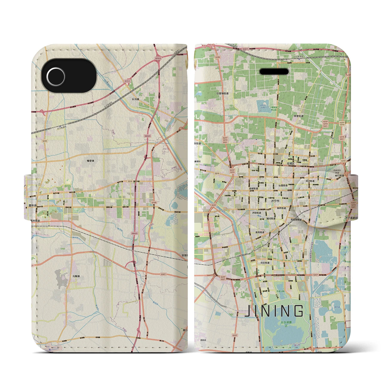 【済寧（中華人民共和国）】地図柄iPhoneケース（手帳タイプ）