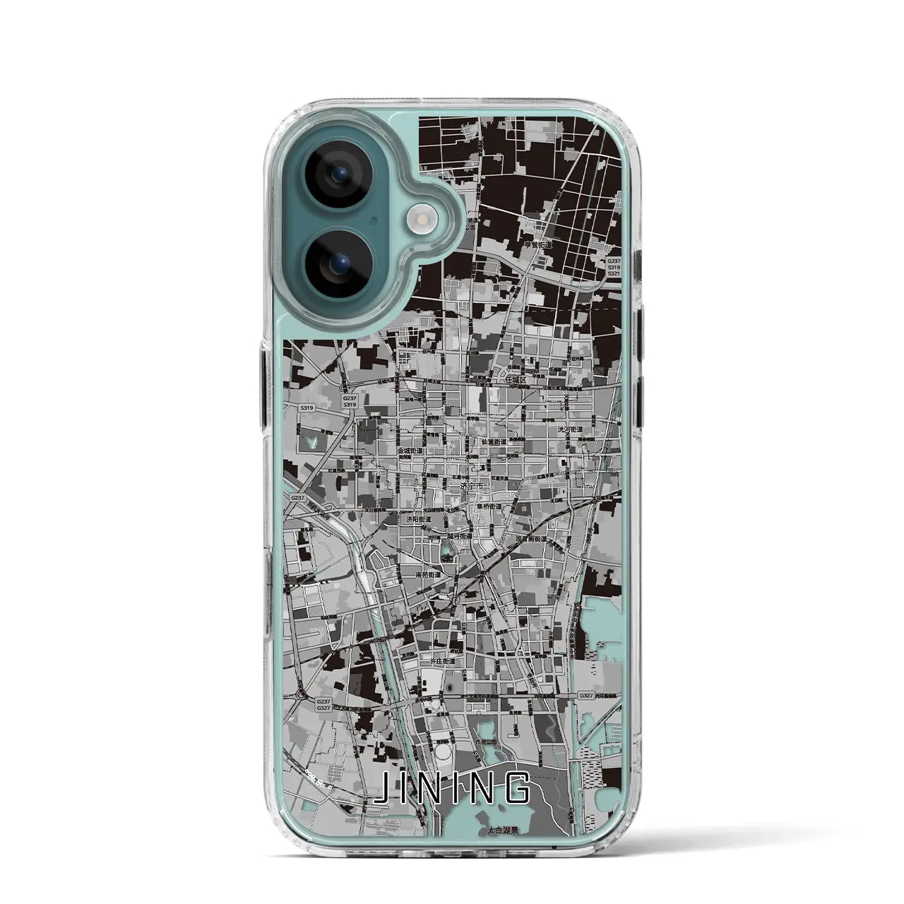 【済寧（中華人民共和国）】地図柄iPhoneケース（MagSafeタイプ）モノトーン・iPhone 16 Pro 用