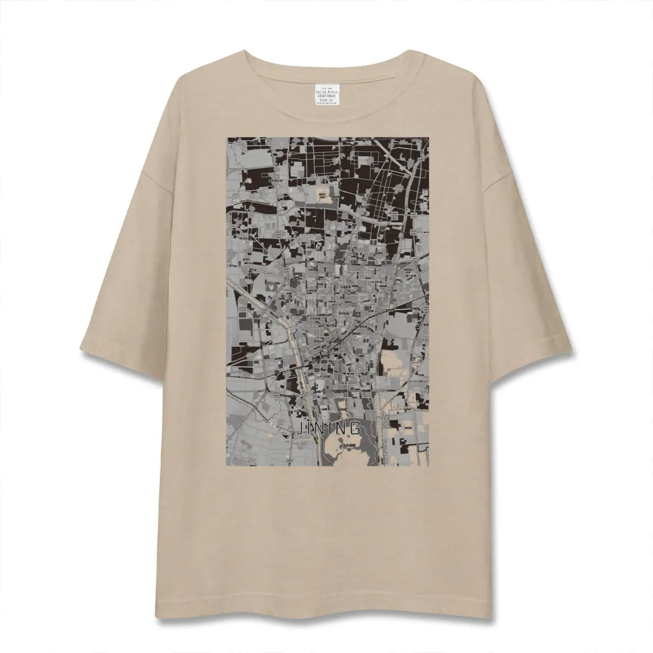 【済寧（中華人民共和国）】地図柄ビッグシルエットTシャツ