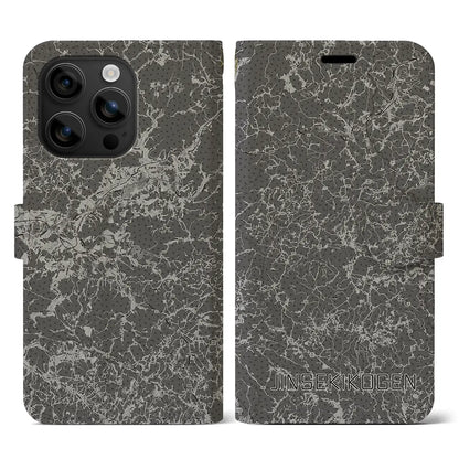 【神石高原（広島県）】地図柄iPhoneケース（手帳タイプ）モノトーン・iPhone 16 用