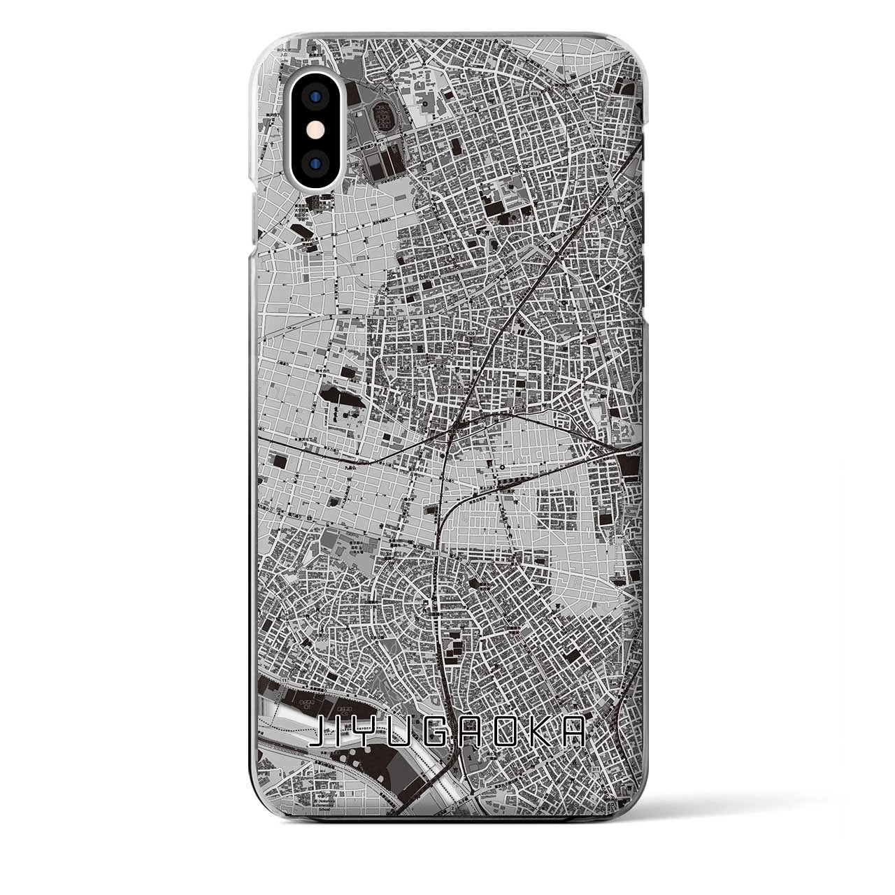 【自由が丘（東京都）】地図柄iPhoneケース（クリアタイプ）モノトーン・iPhone XS Max 用