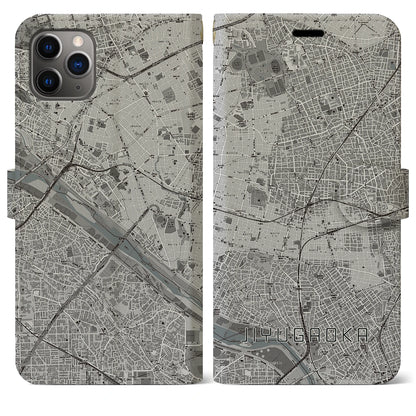 【自由が丘（東京都）】地図柄iPhoneケース（手帳タイプ）モノトーン・iPhone 11 Pro Max 用