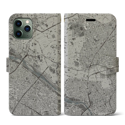 【自由が丘（東京都）】地図柄iPhoneケース（手帳タイプ）モノトーン・iPhone 11 Pro 用