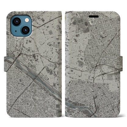 【自由が丘（東京都）】地図柄iPhoneケース（手帳タイプ）モノトーン・iPhone 13 用